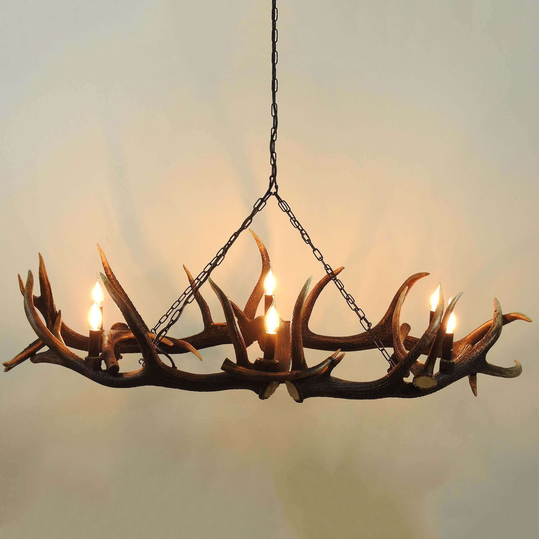 Real antler chandelier with downlights.