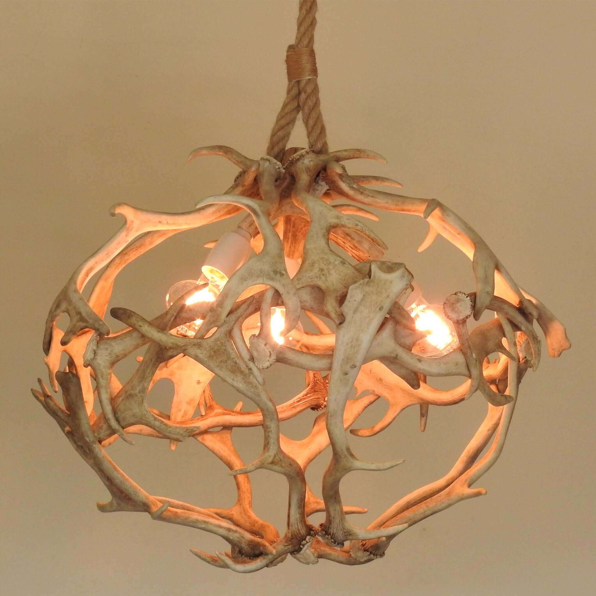 3 light real antler chandelier.