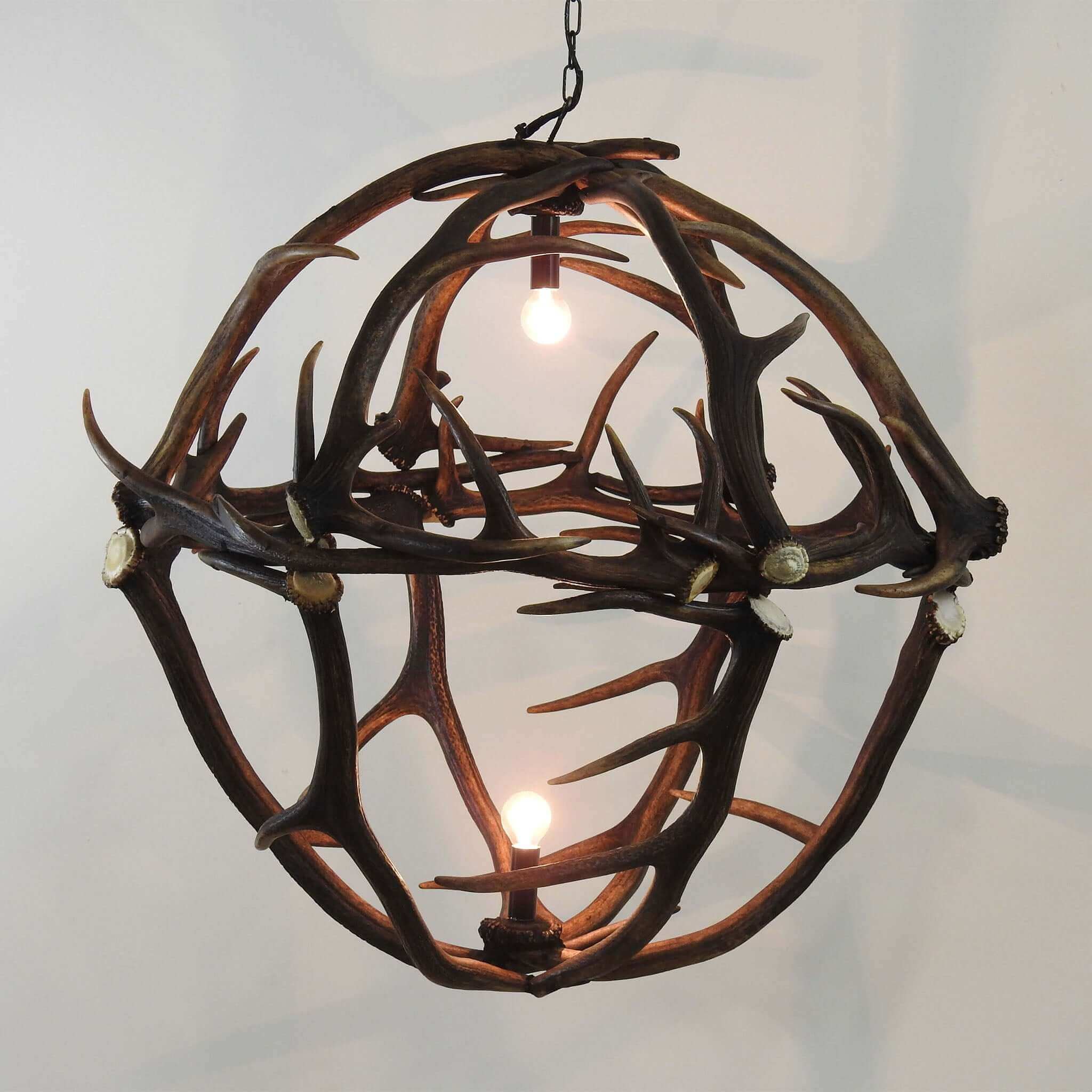Antler chandelier made of red deer antlers