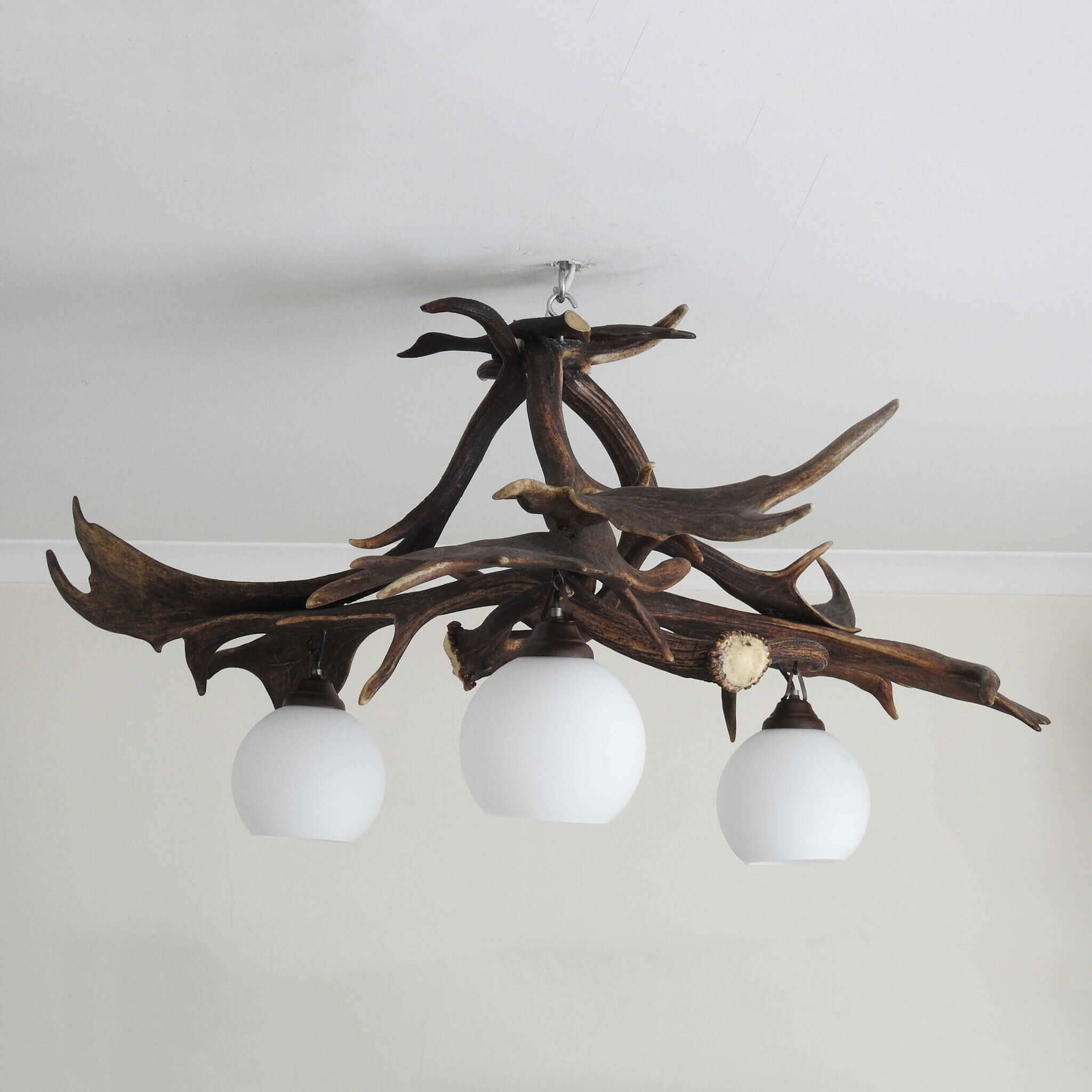 Real antler light fixture for 3 bulbs.