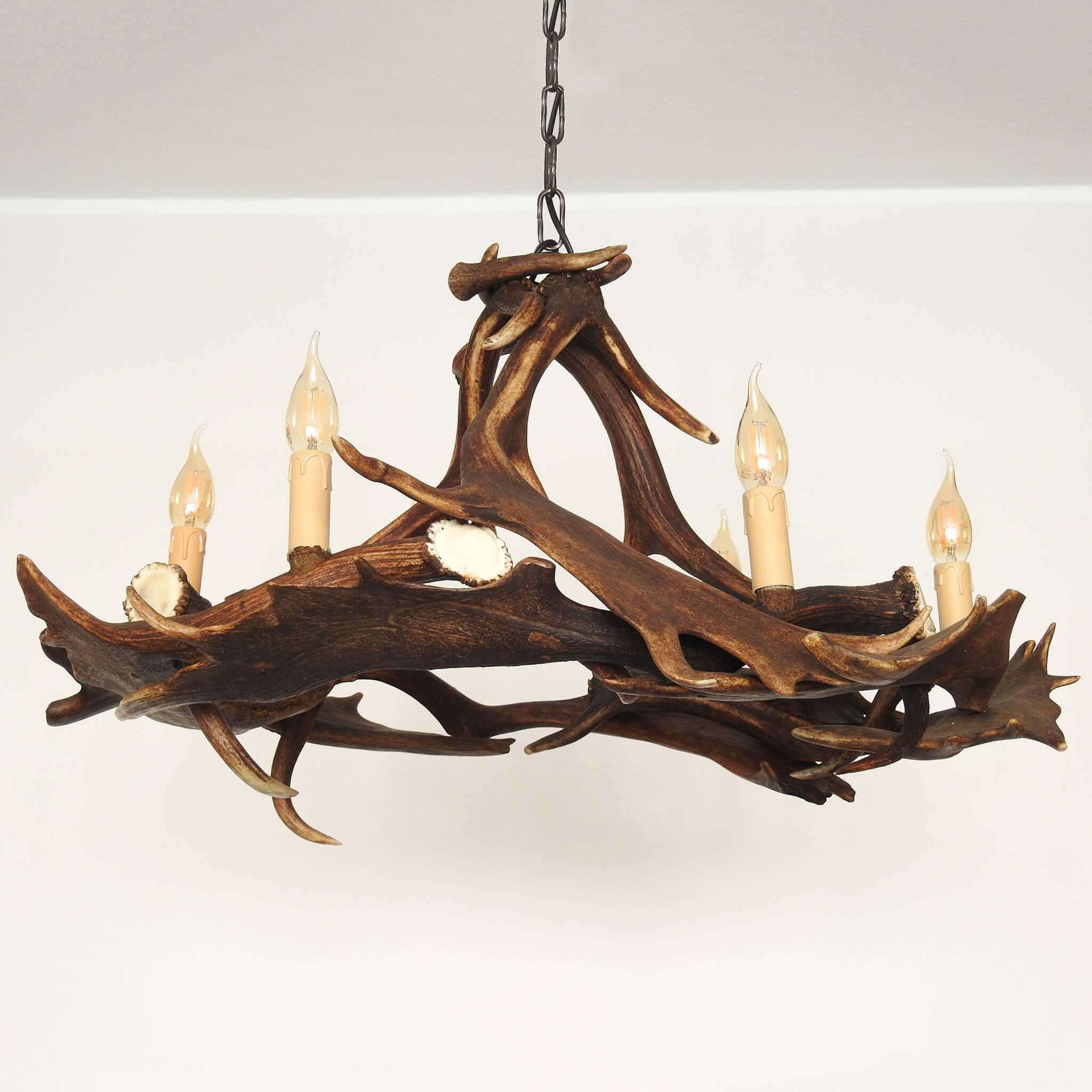 Fallow deer antler chandelier for 6 lights.