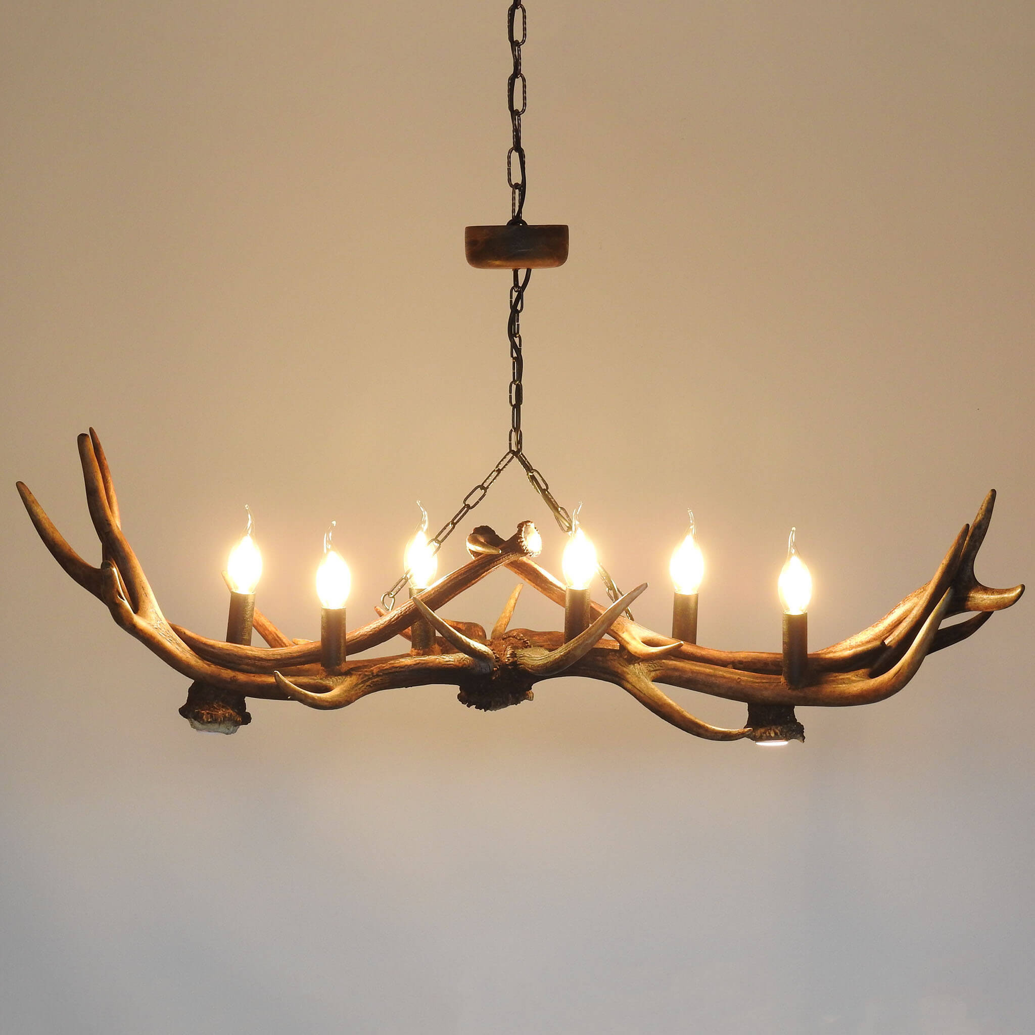 Real deer antler chandelier for 9 bulbs.