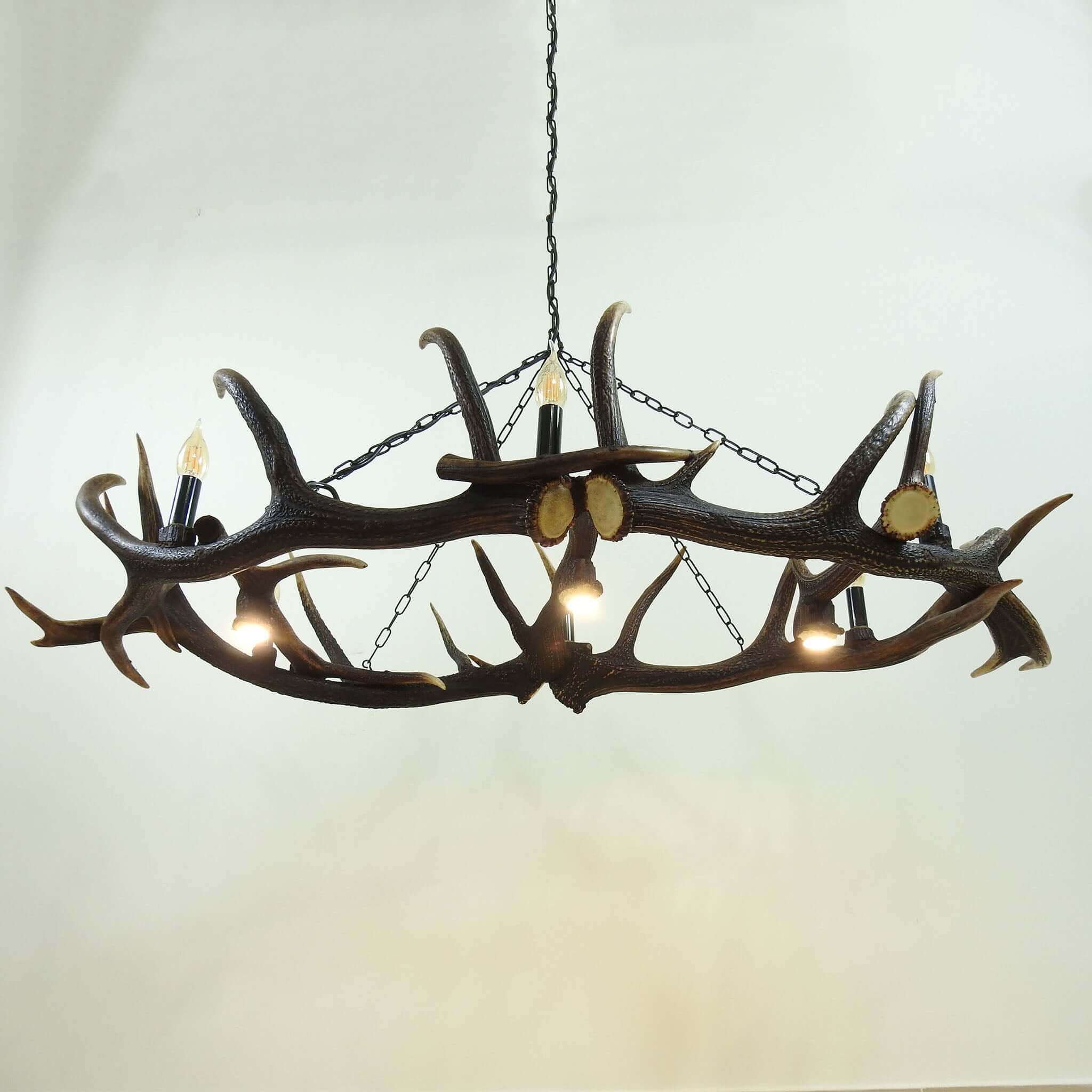 Antler chandelier for 6 lights up and 3 lights down.