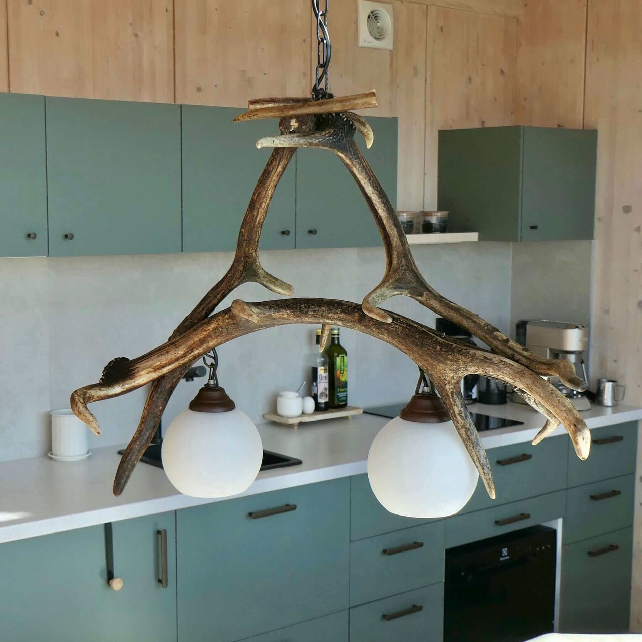 Table antler light fixture.