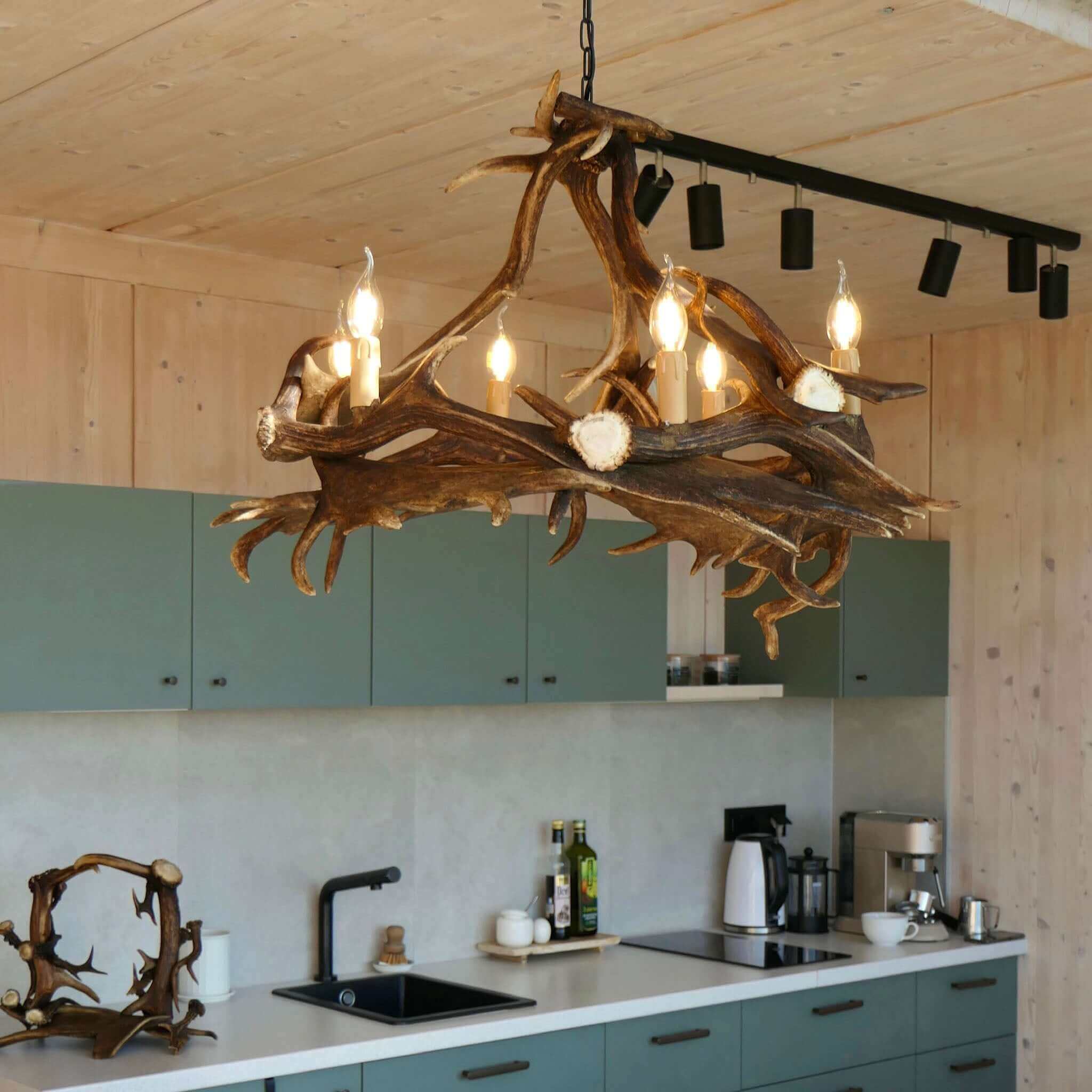 Real fallow deer antler chandelier.