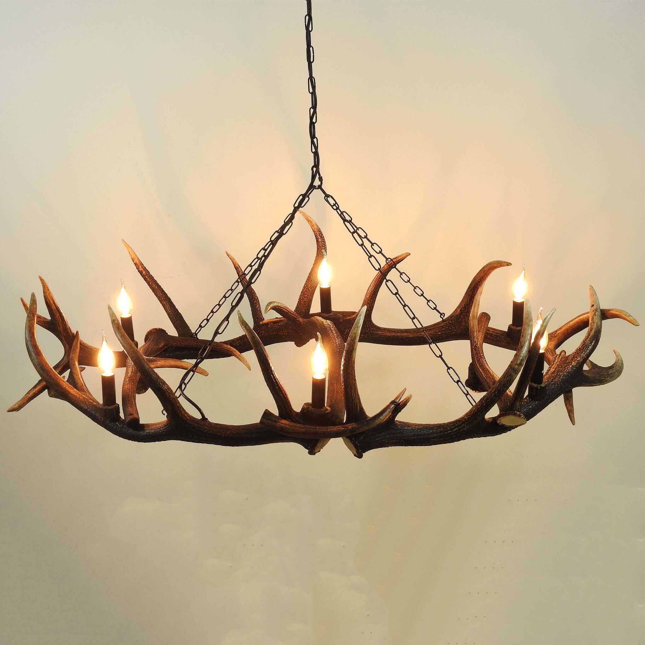 Real antler chandelier for 9 lights.