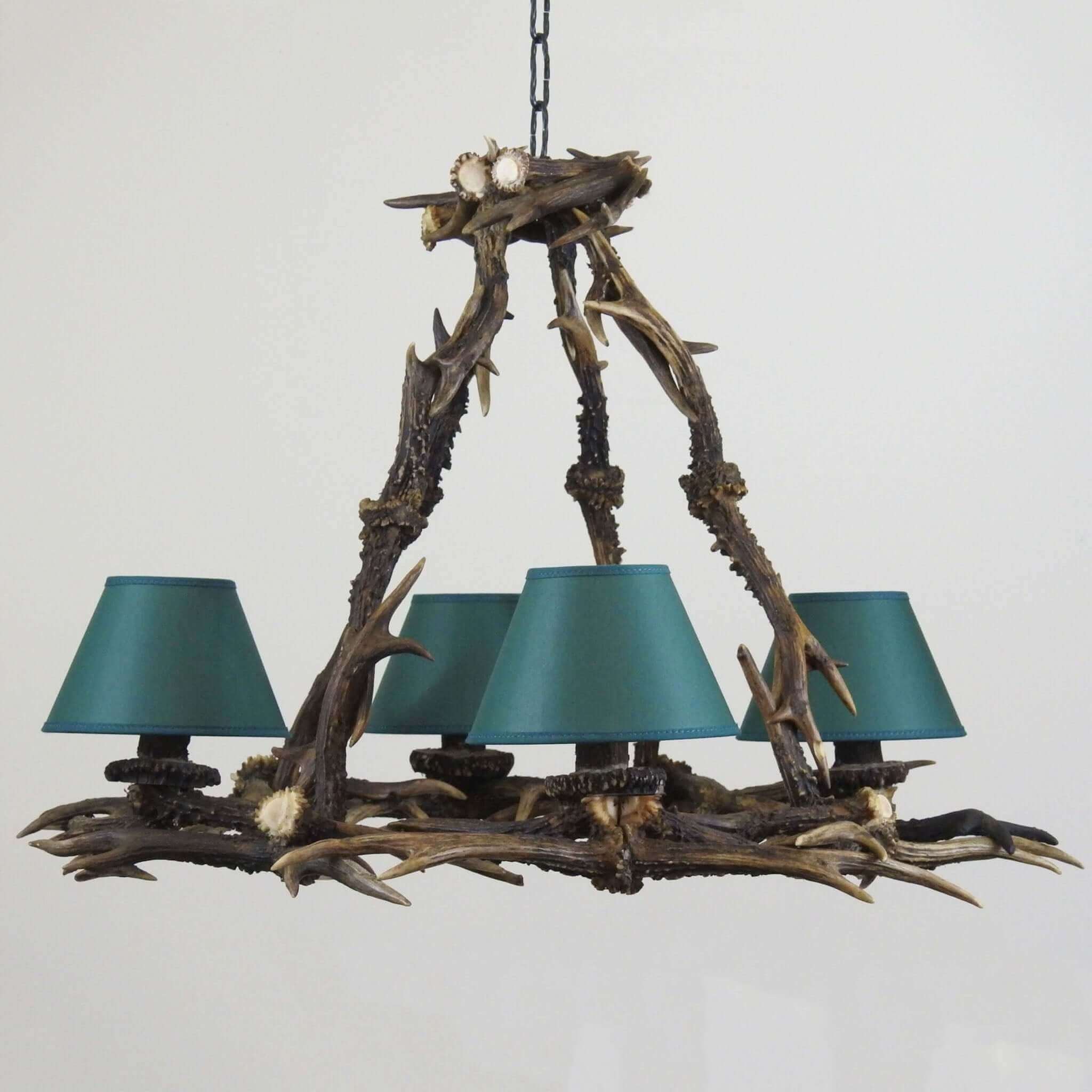 Real antler chandelier for 4 lights.