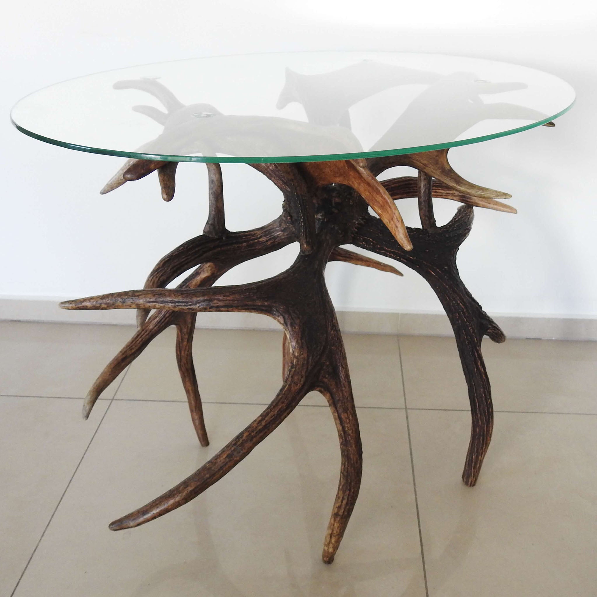 Rustic style table, made of real moose antlers.