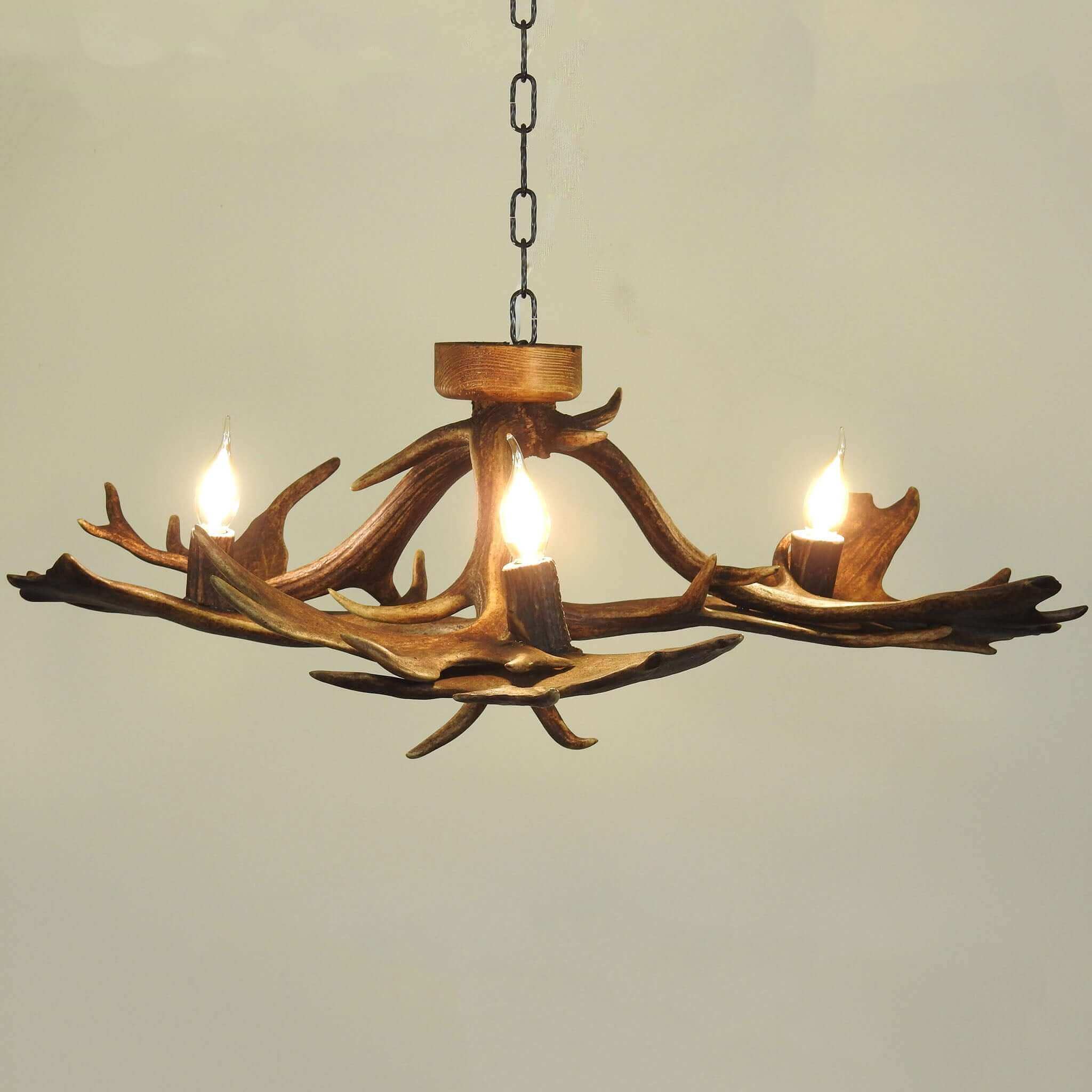 Rustic lamp made of fallow deer antlers.