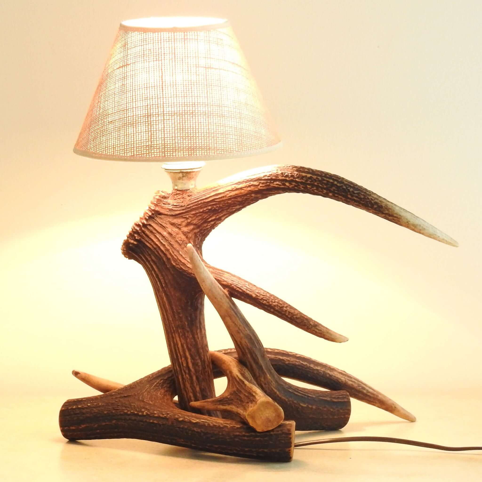 Real anltler bedside lamp.