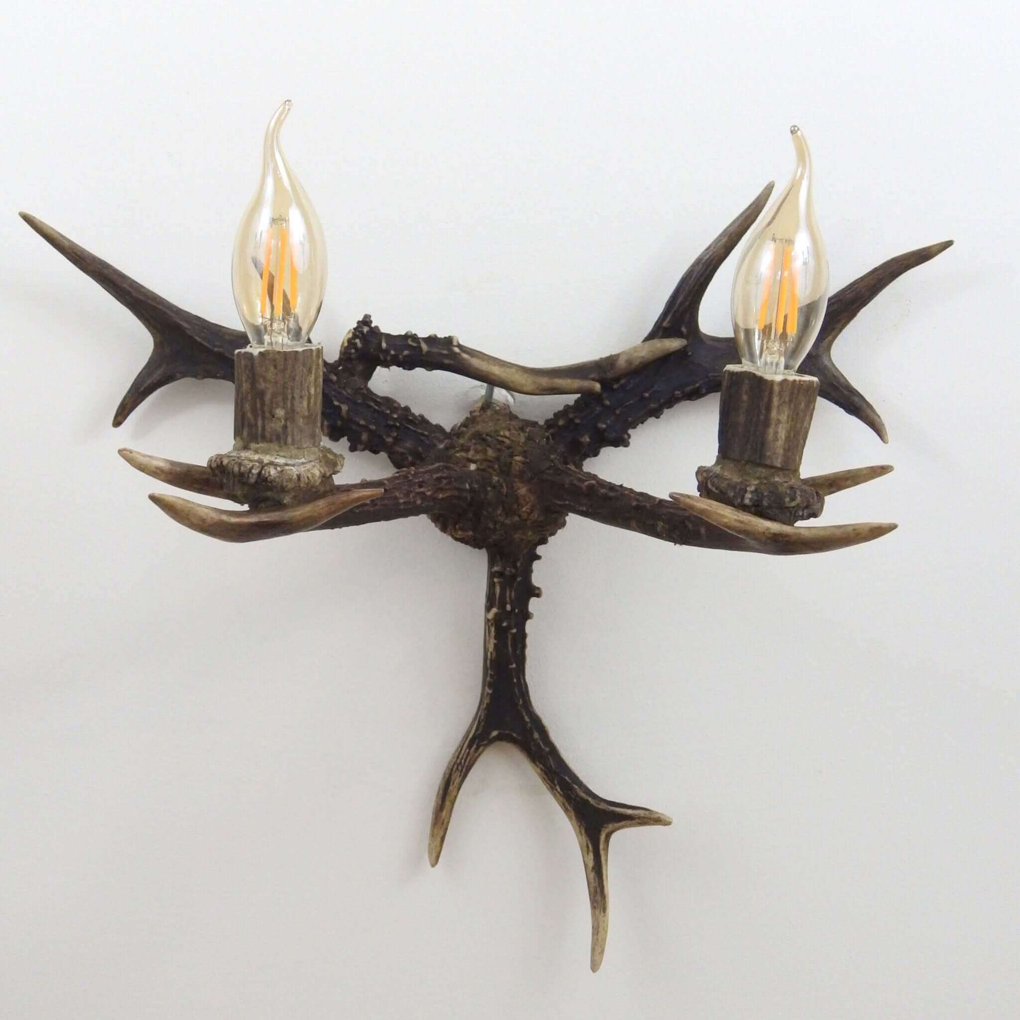 Real antler sconce for 2 lights.