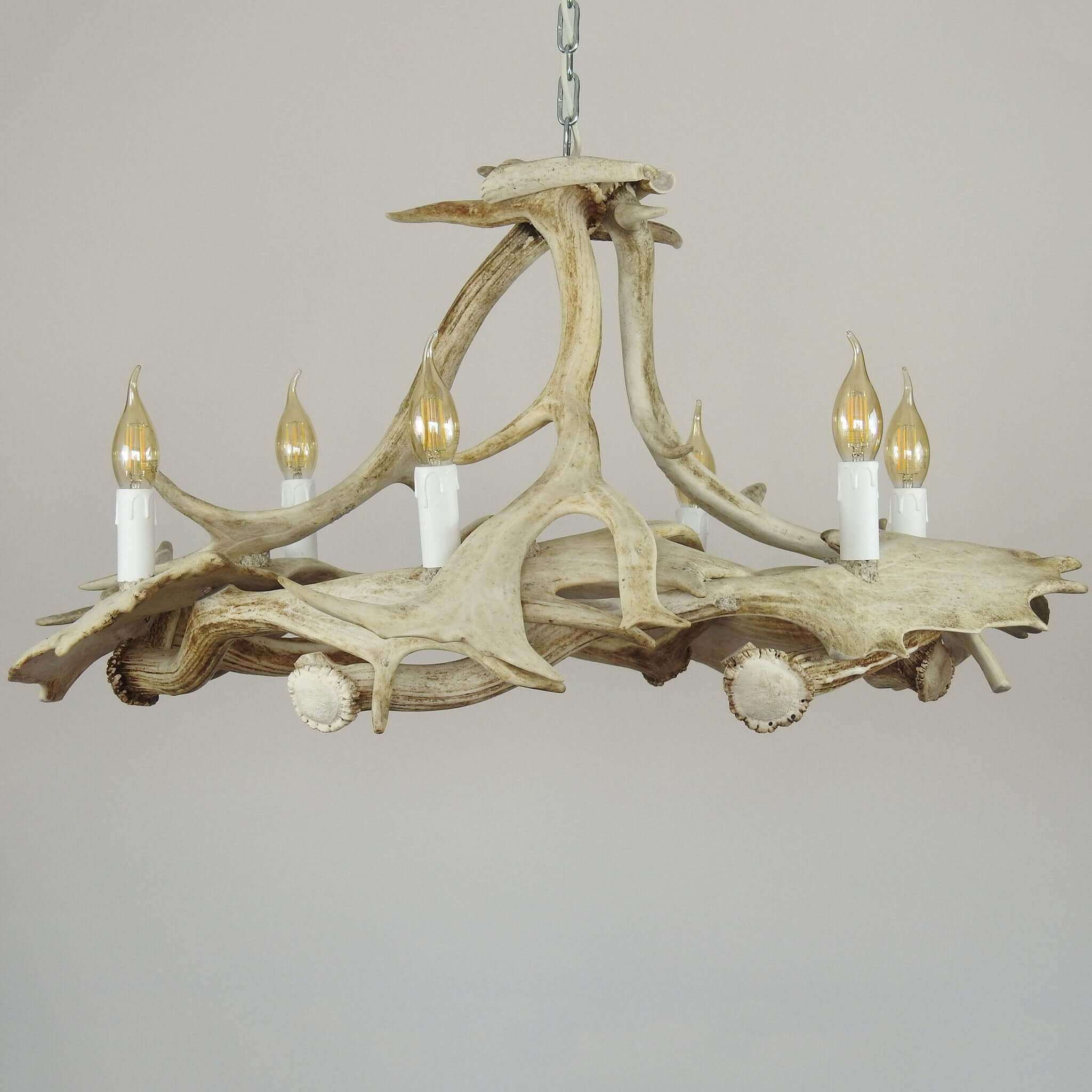 Modern antler chandelier, white colour.