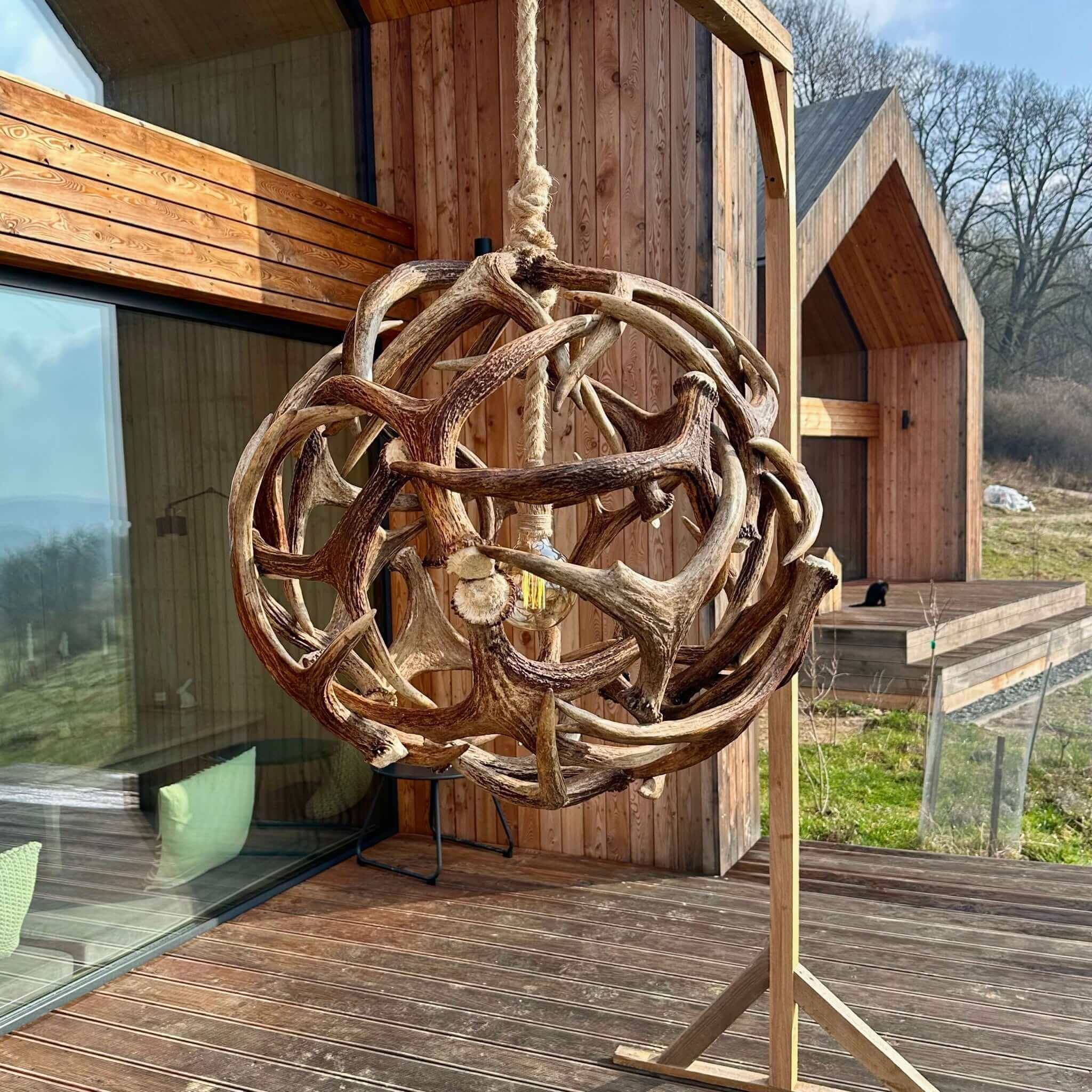 Elk antler chandelier.