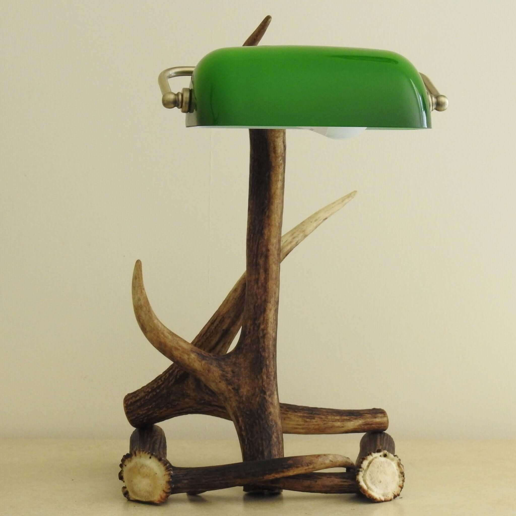 Real small antler desk lamp.