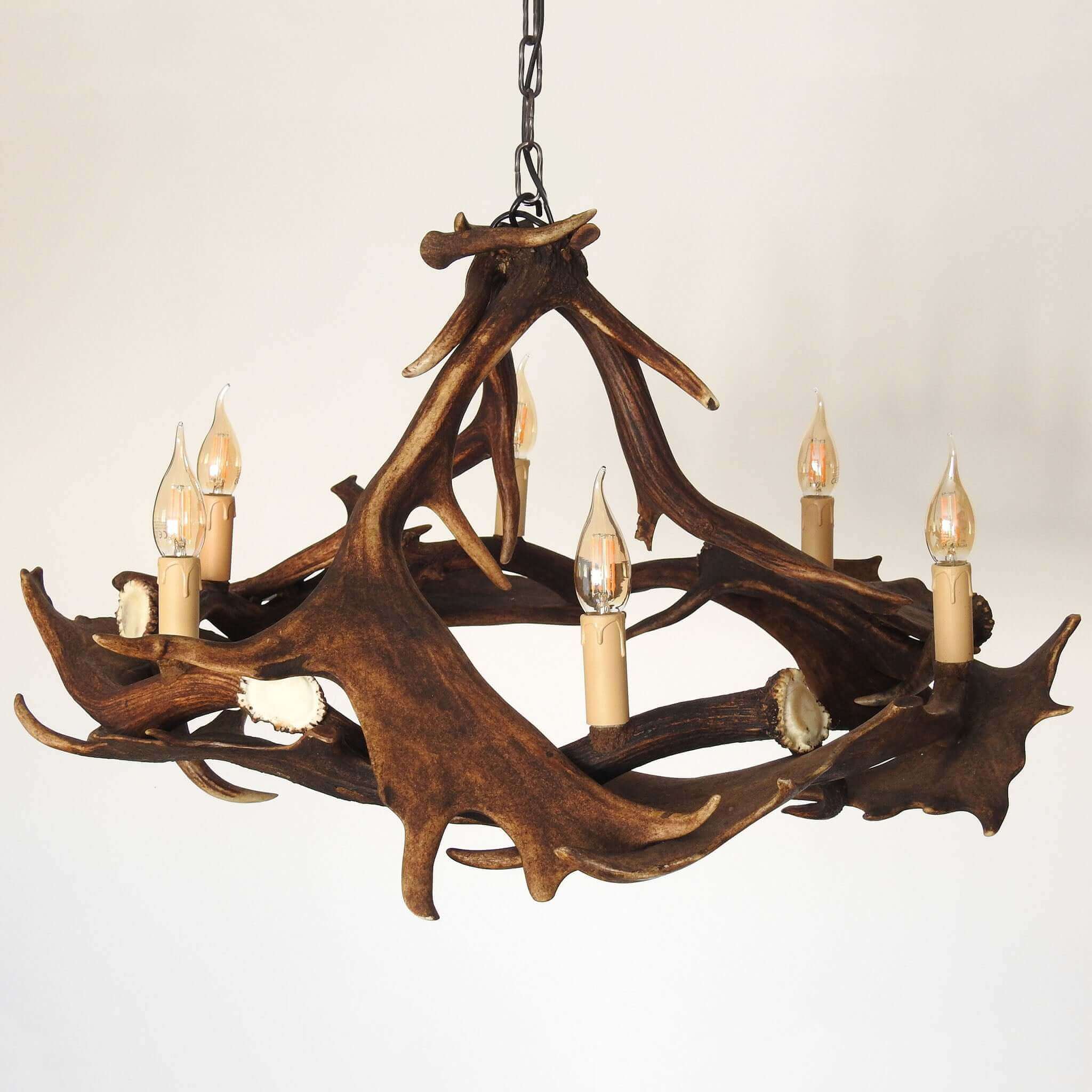 Rustic horn chandelier.