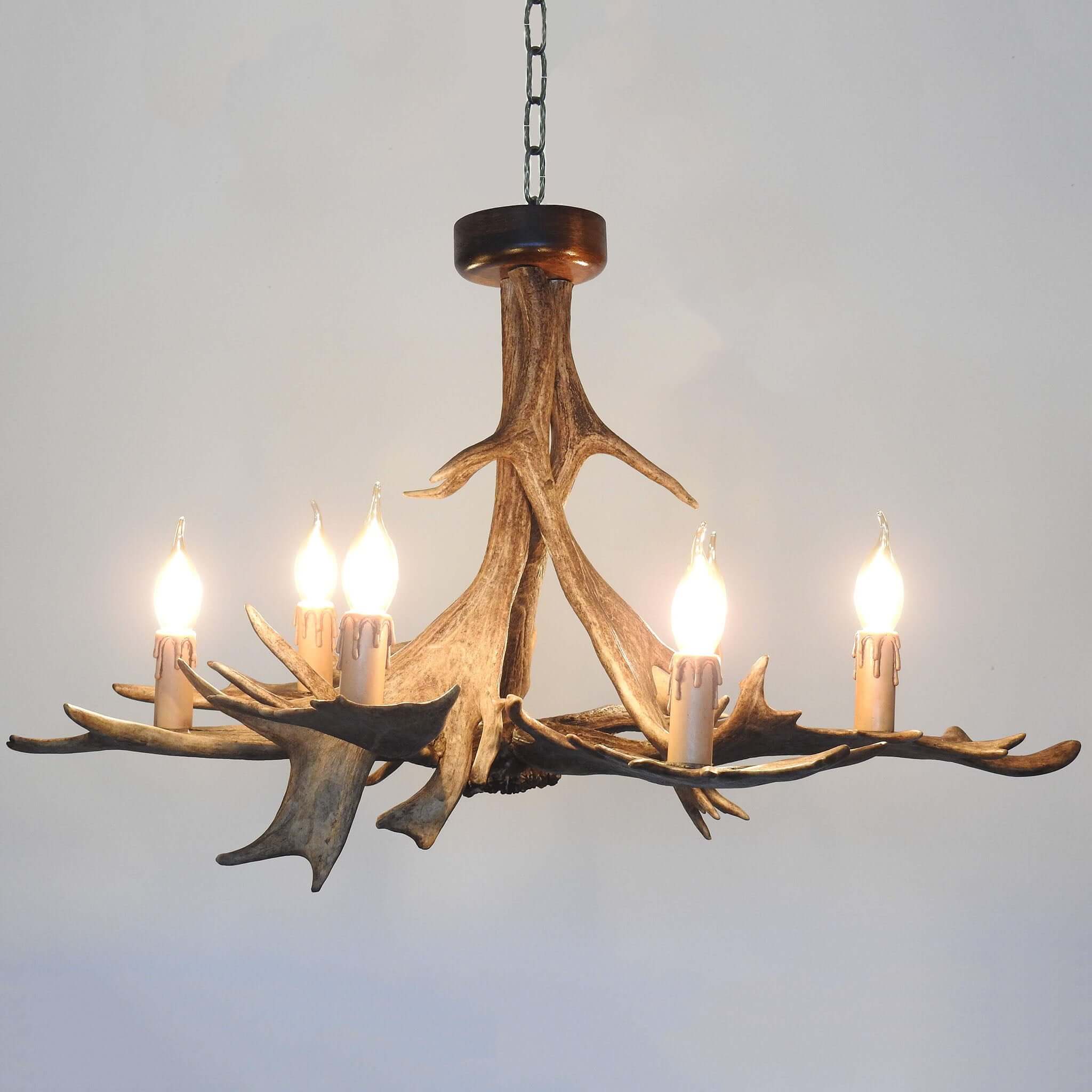Real antler chandelier for 6 lights.