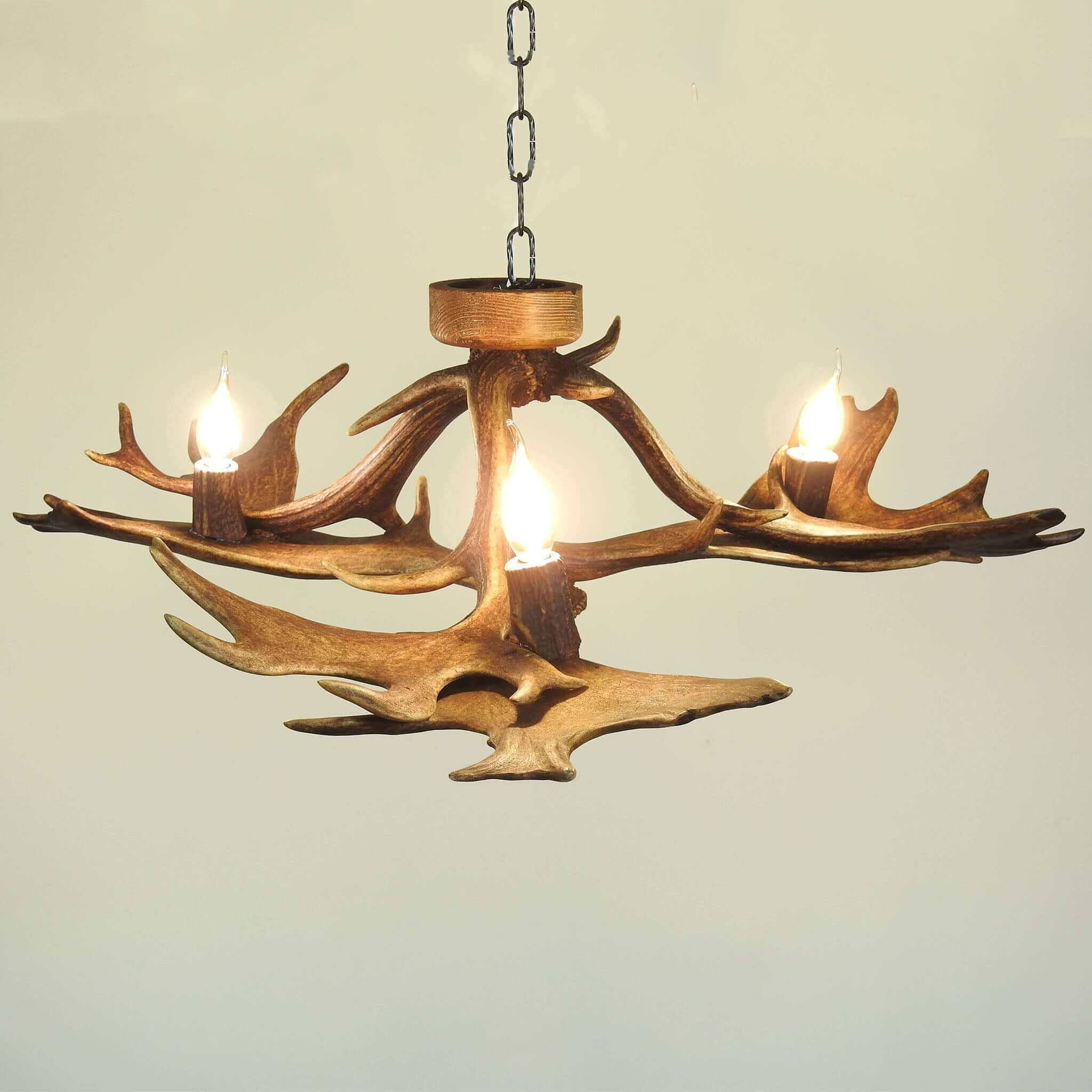 Real low ceiling antler chandelier.