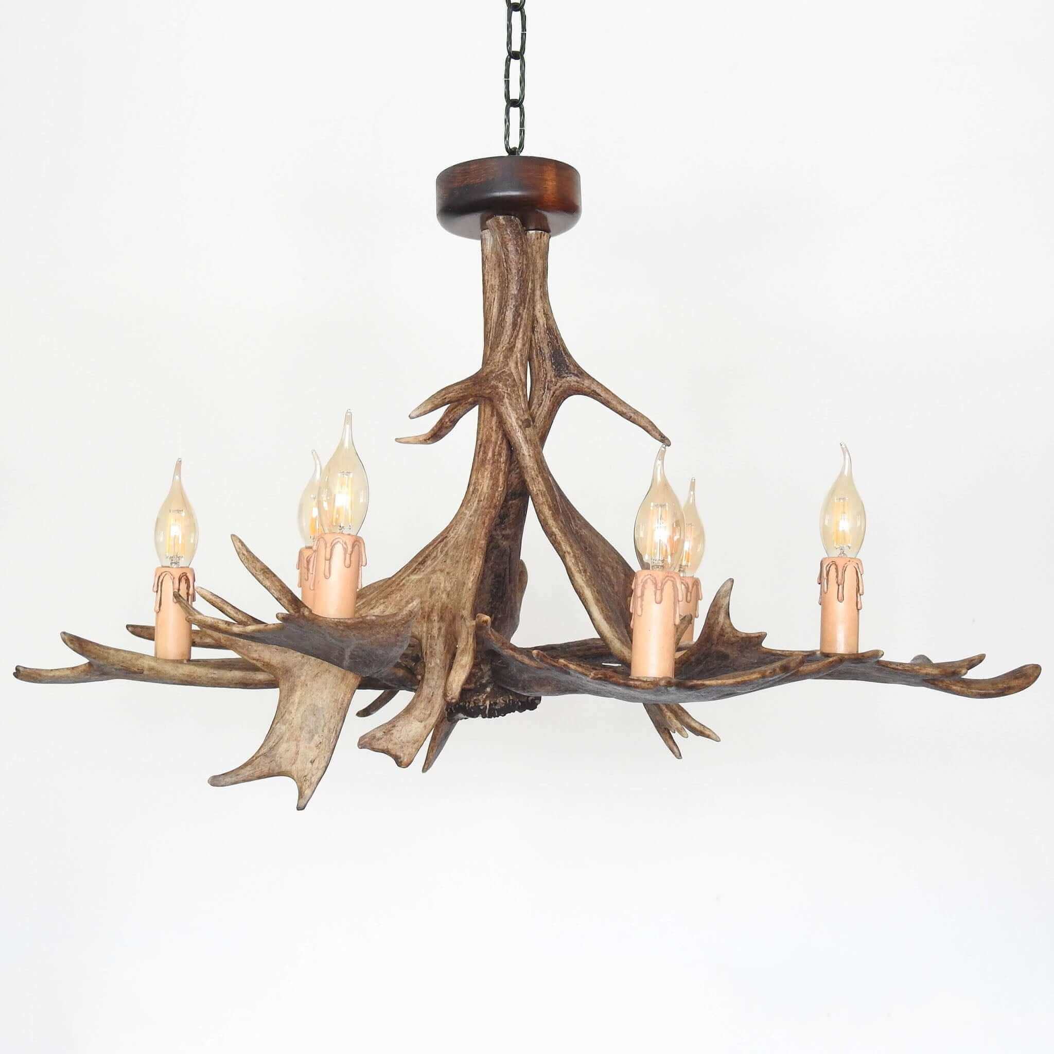 Rustic style antler chandelier made of fallow deer antlers.