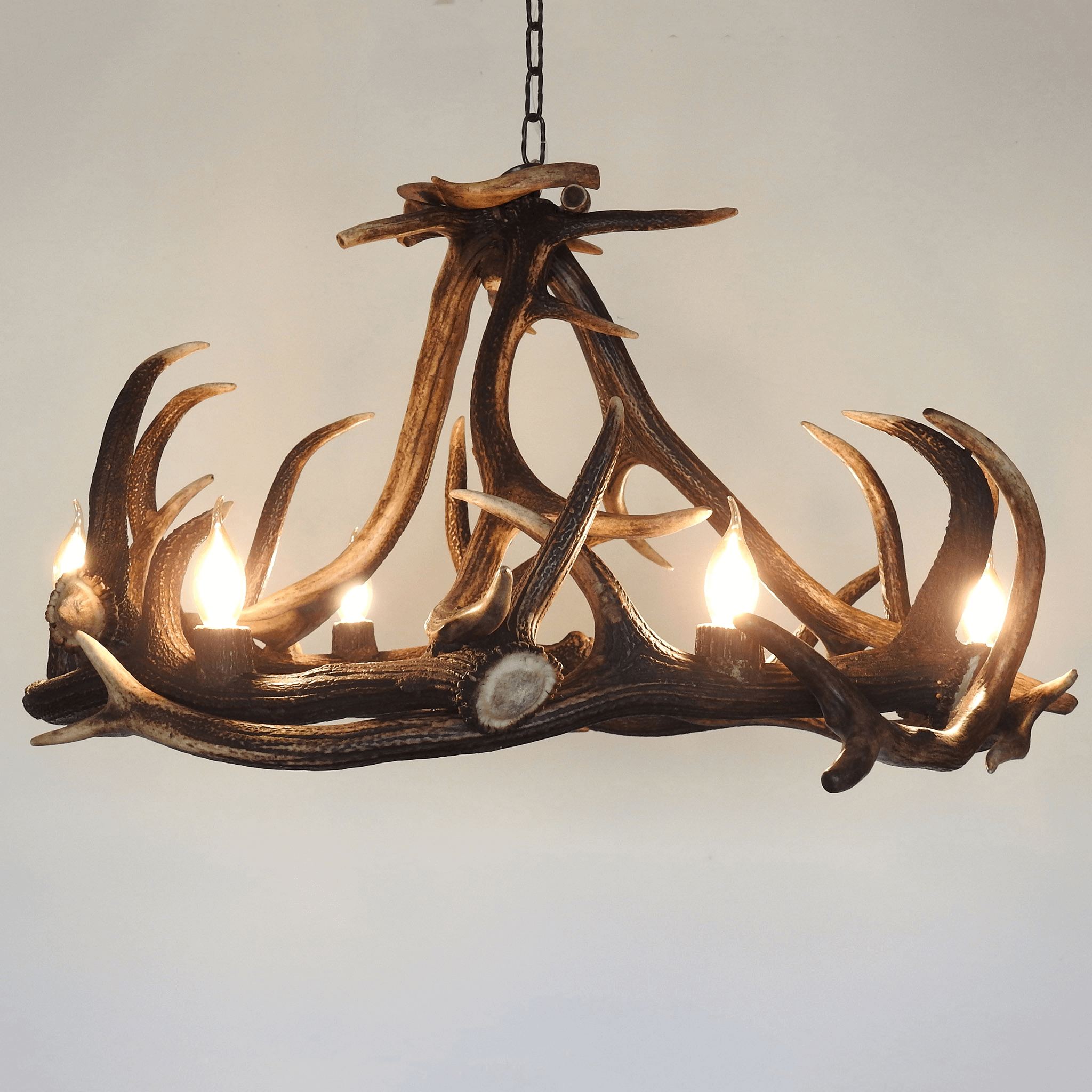 Real antler chandelier in rustic style