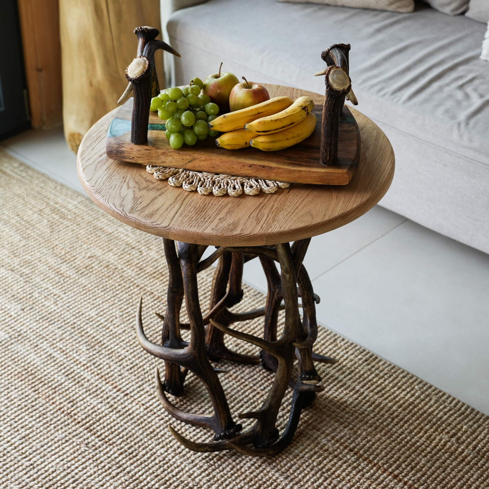 Small Antler Table with Wooden Table Top