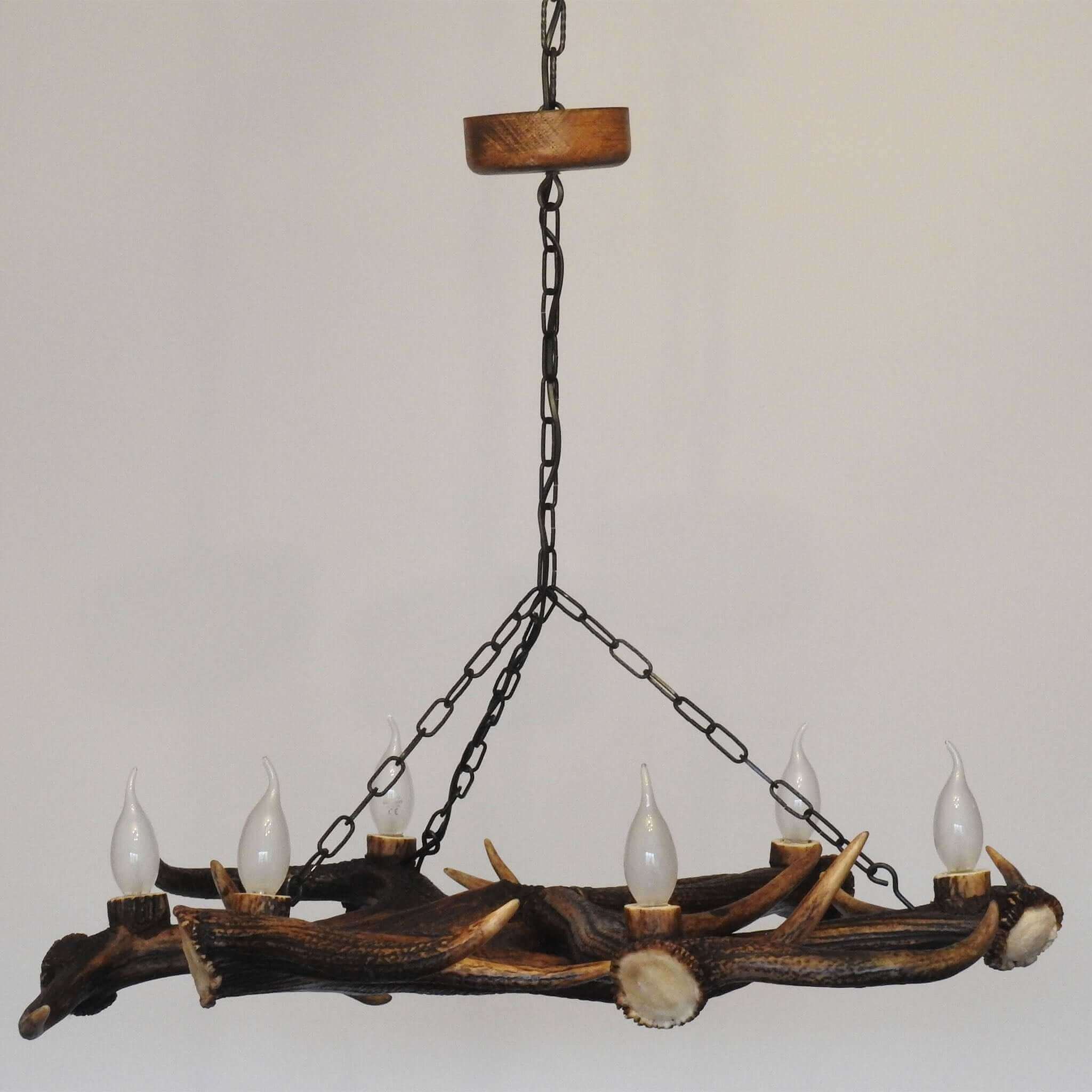 Real antler lamp with 6 arms.