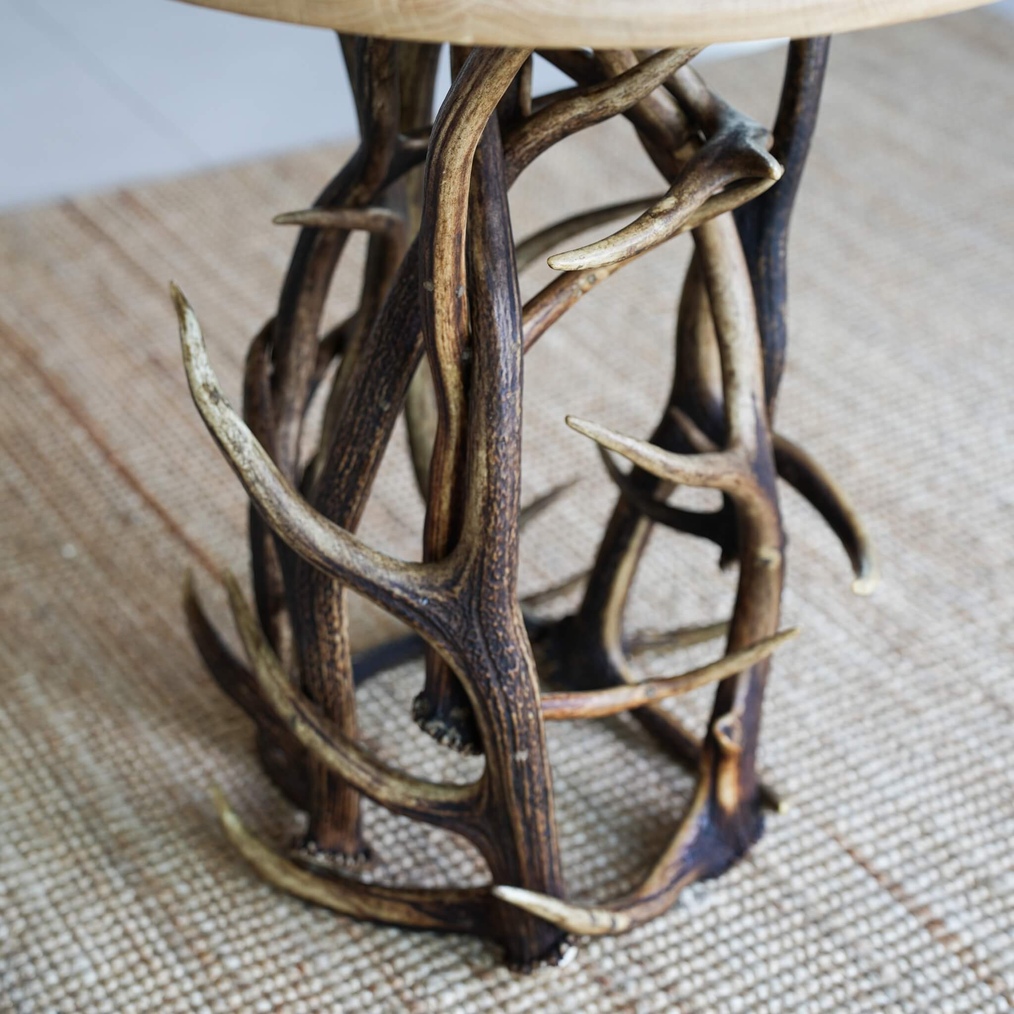 Small Antler Table with Wooden Table Top