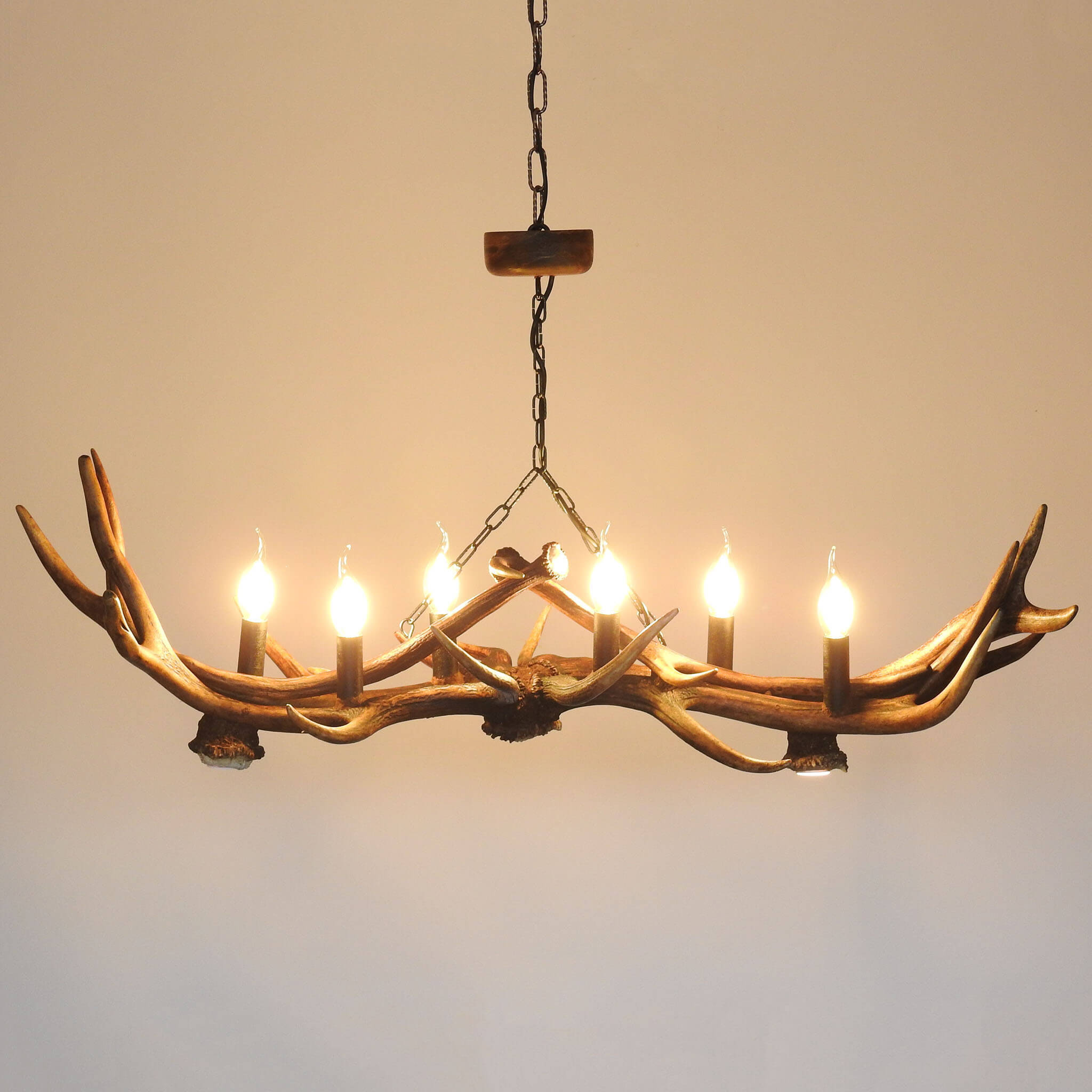 Real linear antler chandelier for 9 lights.