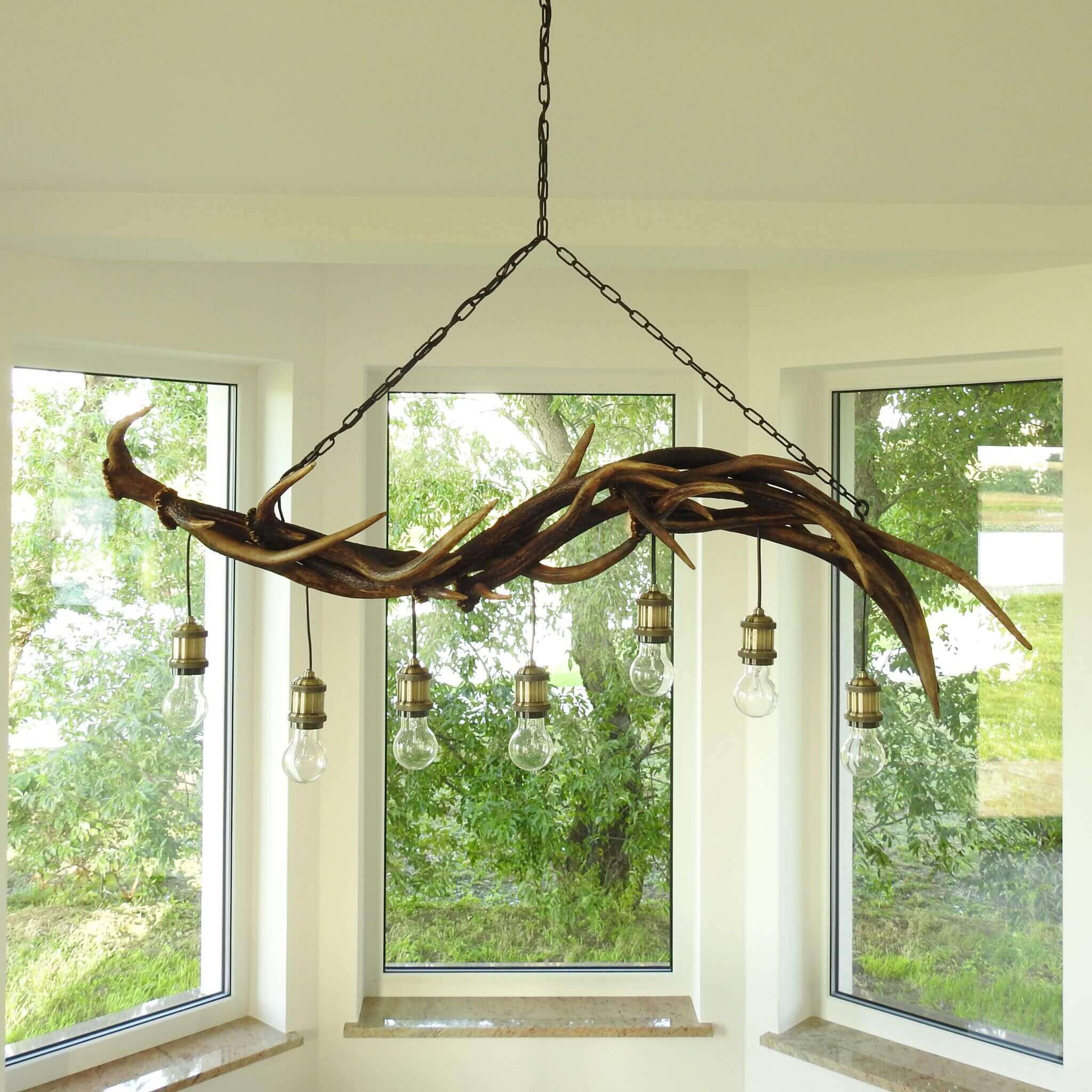 Real rustic antler chandelier.