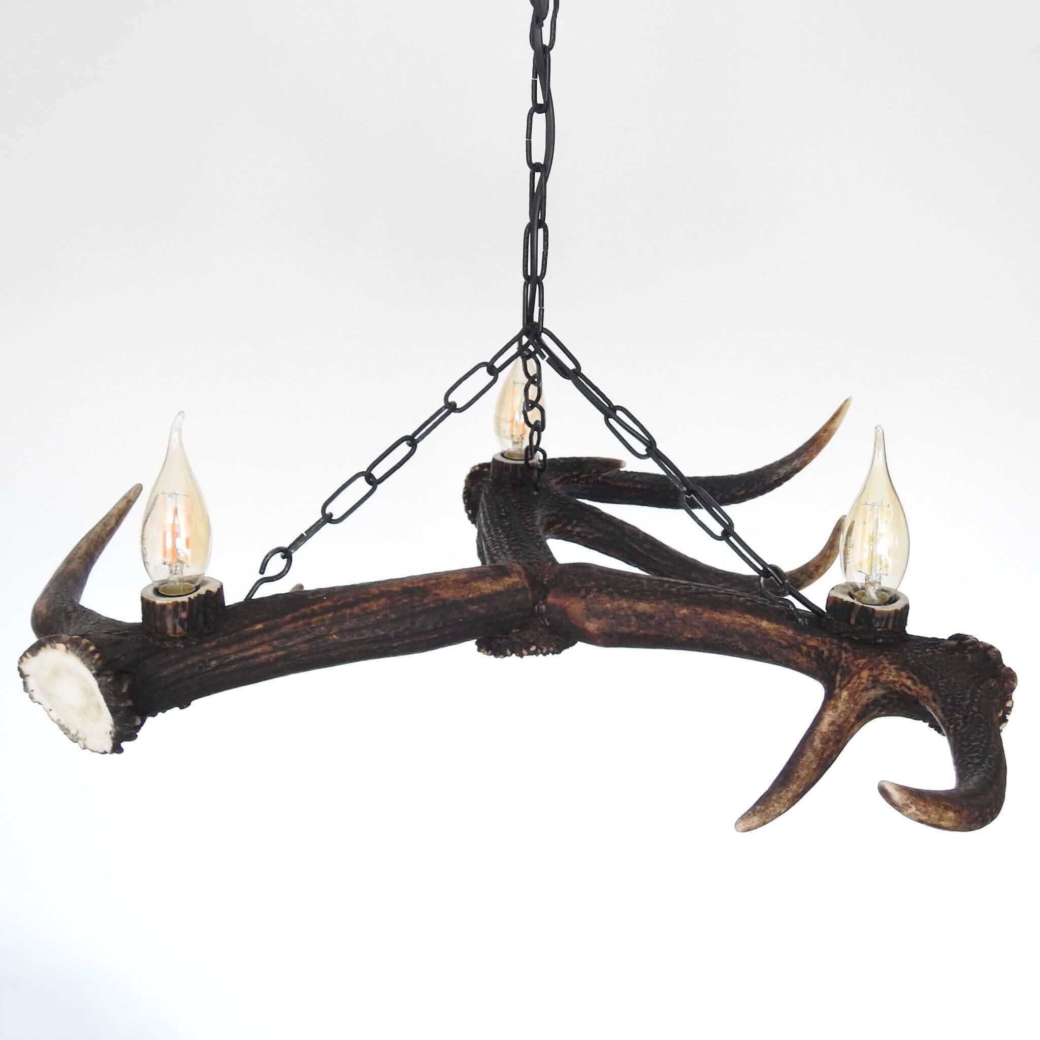 Low ceiling antler chandelier for farmhouse.